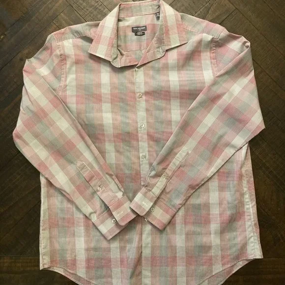 Men Van Heusen Plaid Dress Shirt - Picture 2 of 3